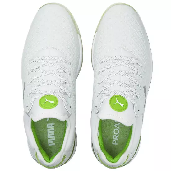 Men's PUMA LE PRO/ALPHA Gust O Wind Spikeless Golf Shoes - White/Green 11M