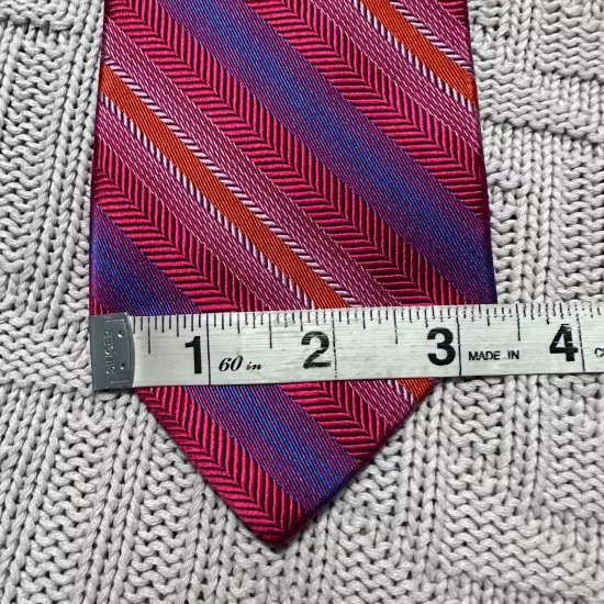 Paul Fredrick pink striped Italian silk tie