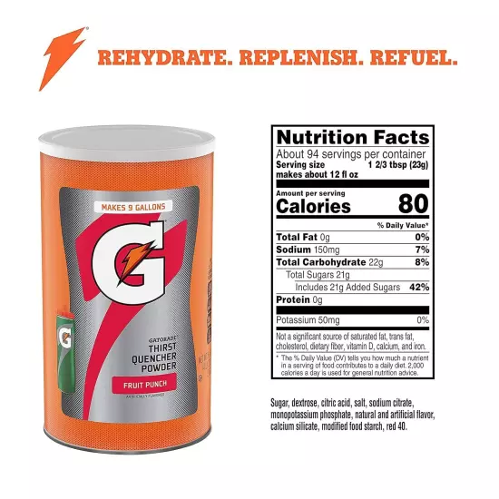 Gatorade Thirst Quencher Powder Fruit Punch 76.5 Oz Canister