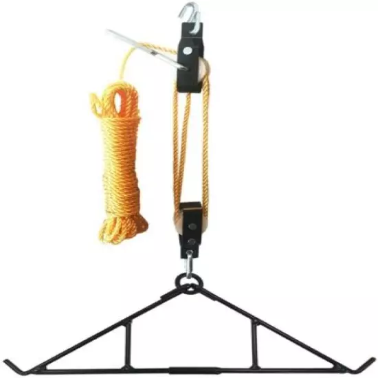 Hanging Gambrel & Hoist Kit 600 lbs Folding self locking includ poly hoist rope