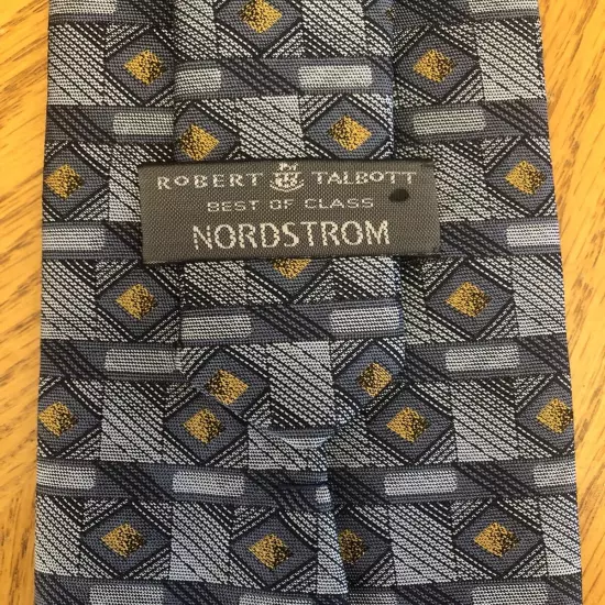 Robert Talbott Best Of Class Silk Tie, Blue Black & Yellow Geometric Design 