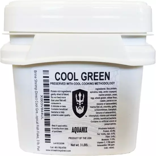 Brine Shrimp Direct Cool Green Spirulina and Kelp Tropical Fish Flake, 3 lb. Pai