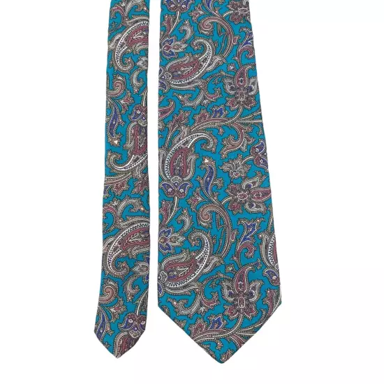 John Ashford Necktie 100% Silk Luxury 3"x 55" Paisley Multicolor Tie Made in USA