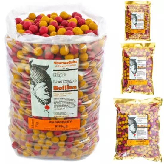 Raspberry ripple shelf life boilies for carp and coarse fishing 15mm bulk