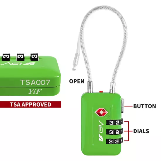 BV TSA Luggage Lock Suitcase Travel Lock Digit Combination Multi-Colors (2 Pack)