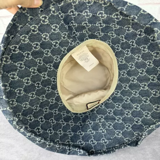 Gucci Eco Washed Gg Denim Wide Brim Hat Large