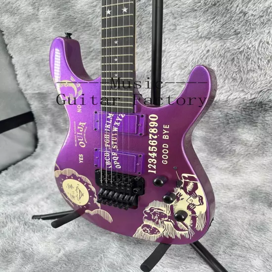 Solid Custom Ouija Purple ST Electric Guitar Black Hardware Maple Neck HH Pickup