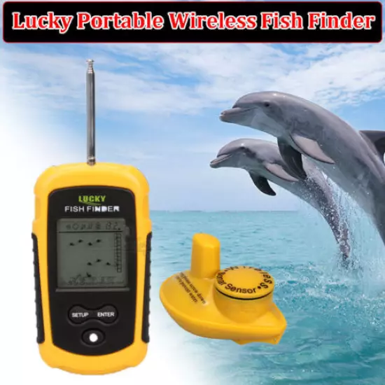 Lucky Portable 40M Depth Wireless Fish finder Alarm Sonar Sensor Fishfinder 5Y !