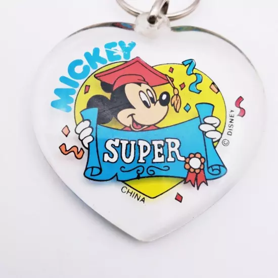 Vintage Disney Graduation Mickey Mouse Heart Keychain