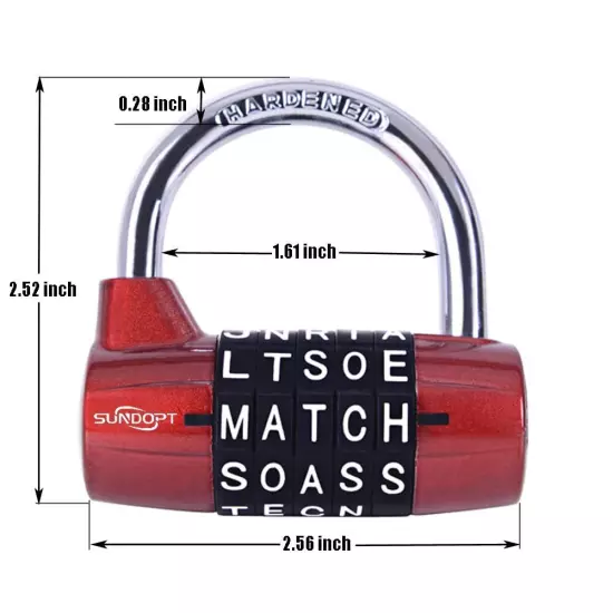 Gym Locker Lock,5 Letter Word Lock,5 Digit Combination Lock,Safety Padlock fo...