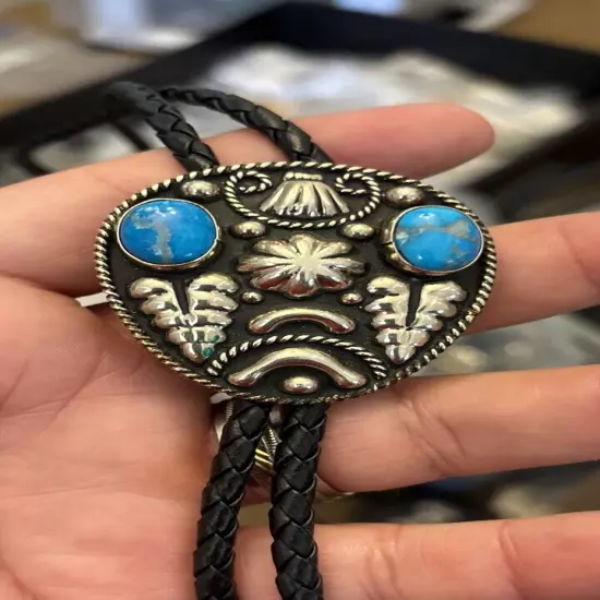 M&F Western Mexico Turquoise & Silver Tone Bolo Tie