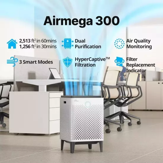 Coway Airmega 300 True HEPA Air Purifier with Smart Technology, Covers 1,256 sq.