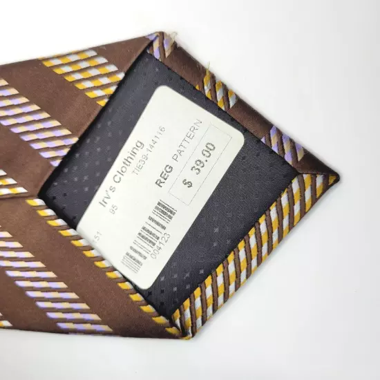 Brown Diagonal Stripe Silk MATTARAZI uomo Handmade Classic Necktie with Tags