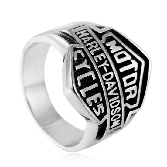 Mens Motorcycle club Biker Punk Ring Silver Stainless Steel Size 7-13