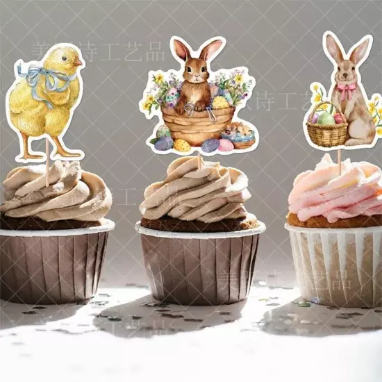 Easter Bunny Cupcake Toppers Happy Easter Bunnies Dessert Toppers Kids Birthday