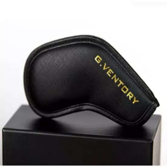 G.VENTORY Saffiano Golf Iron Head Cover Set 10ea High Quality PU 7x10cm - Black