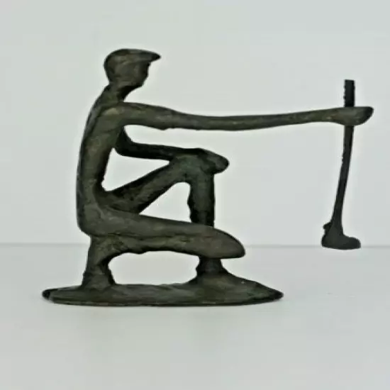 Lining Up The Putt Vintage Abstract Metal Golf Golfer Figurine Statue