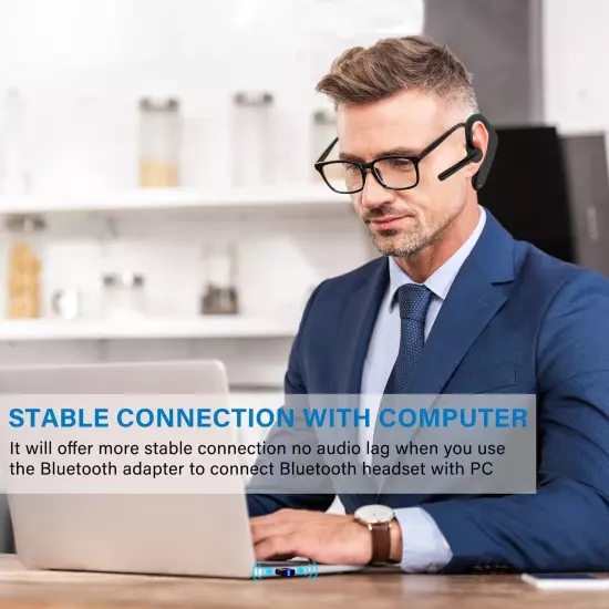 SUNITEC Bluetooth Headset,Dual Microphone Wireless Headset with USB Dongle fo...