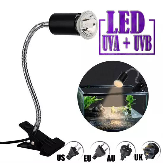 UVA+UVB Reptile Heat Basking Light Bulb Lamp Clip For Turtle Tortoise Lizard 50W