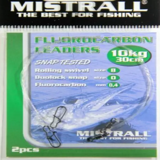  Fluorocarbon Fishing invisible Leaders Swivel Snaps Pike Lures 10 pack =20 pcs.