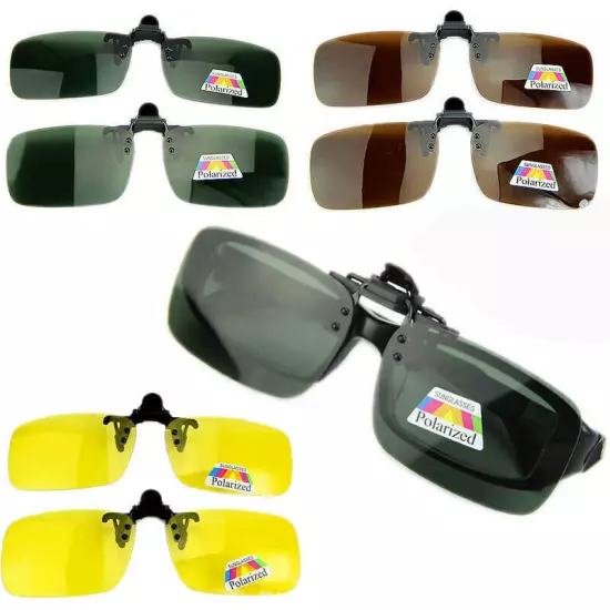 Mens Polarized Day Night Vision Flip-up Clip-on Lens Driving Glasses Sunglasses