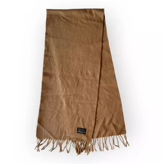 Vintage Begg of Ary - 100% Pure Cashmere Scarf w/Fringe - Made In Scotland - Tan