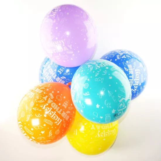 Happy Birthday Multicolored 12-inch Latex Party Balloons Pack Of 10 (Design