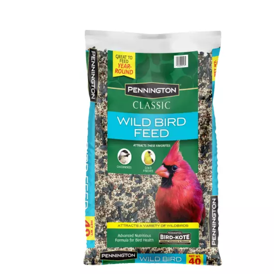 Pennington Classic Wild Bird Feed and Seed, 40 lb. Bag, Dry, 1 Pack