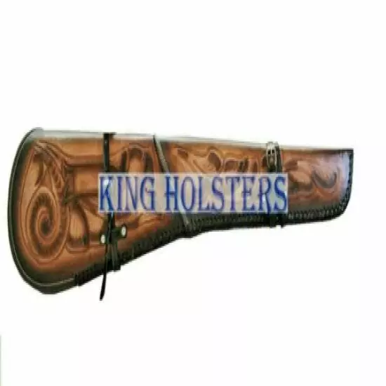 HAND TOOLED RIFLE COVER SCABBARD SHOTGUN SLEEVE GENUINE TWO TONE LEATHER CASE