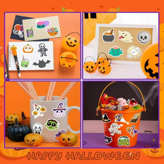 100 PCS Halloween Stickers - Party Favors - Non Repeating Colorful 