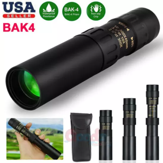 Day/Night 10-300X40mm Zoom HD Monocular Starscope Monocular Telescope BAK4 FMC