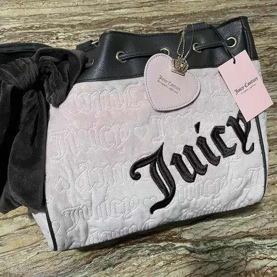 Juicy Couture Bag Pink Velour Vintage Daydreamer Embroidered Logo Large Tote Bag