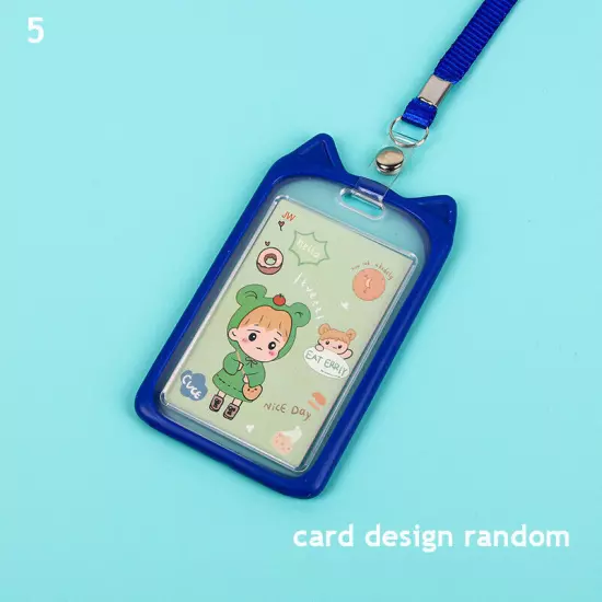 Cute Cat Ear ID Card Holder Retractable Reel Lanyard Credit Cover Case Kids Gift