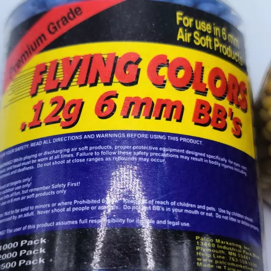 Lot of 2 4000 Pellets Flying Colors .12g 6mm Air Soft Pellets Blue and Yellow