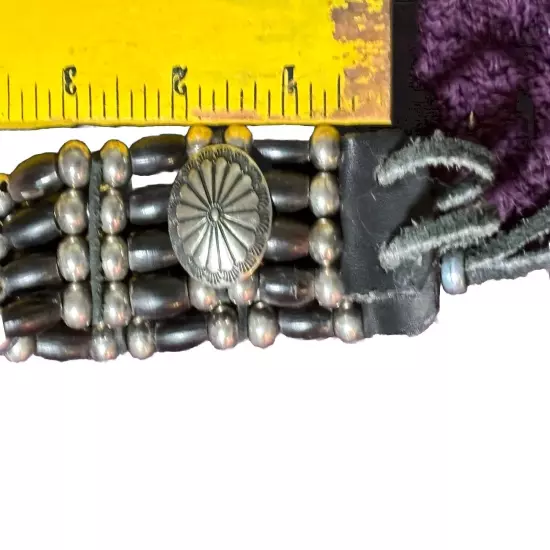 Concho Leather Bracelet men Southwestern With Fringe