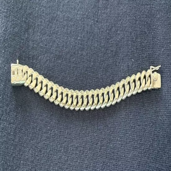 925 Solid Sterling Silver Miami Cuban Link Chain Bracelet 