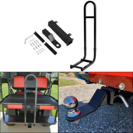 Golf Cart Rear Safety Seat Trailer Hitch + Grab Bar for EZGO Yamaha Club Car