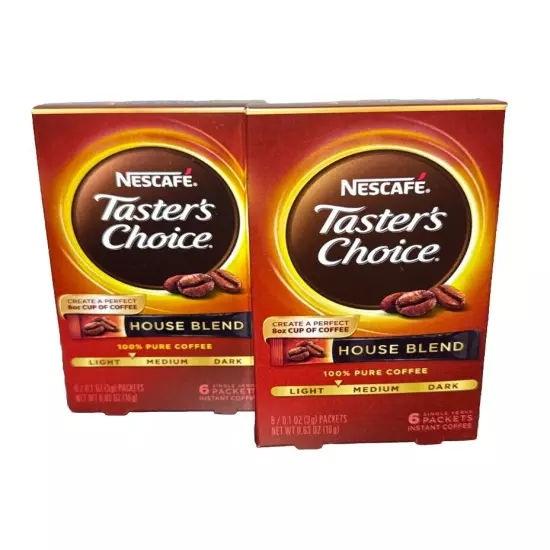 NESCAFE TASTER'S CHOICE House Blend Instant Coffee Light 1oz (2pck) Pack 6 each 