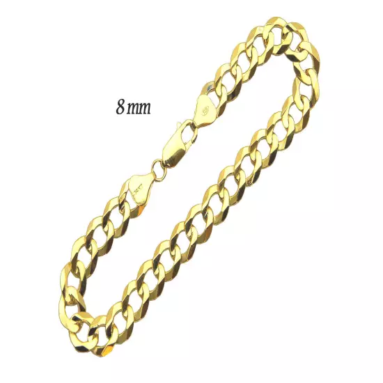 14k Solid Yellow Gold Cuban Link 3.5mm-12mm Chain Necklace Bracelet 7"-30"