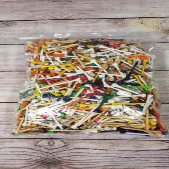  2.13 Lbs BAG of GOLF TEES - FREE SHIPPING - LONG & SHORT WOOD - ASST COLORS