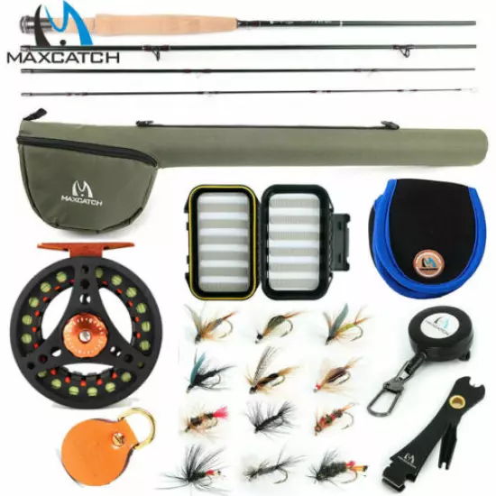 Maxcatch 1/2/3WT Fly Fishing Rod Combo,Rod, Reel, Line Outfit For Small Stream