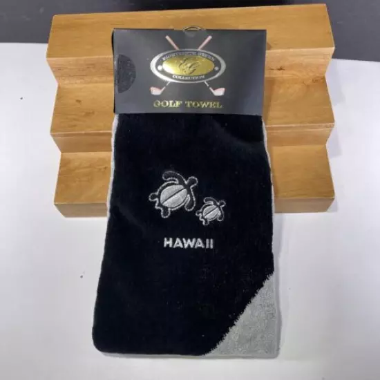 NOS GOLF TOWEL EIGHTEENTH GREEN COLLECTION HAWAII BLACK GOLD ALI'I SERIES