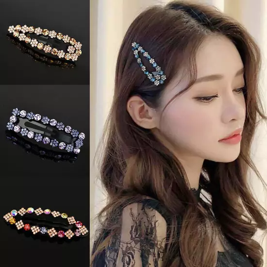 Women Girls Bling Crystal Hairpins Rhinestone Hair Clip Pins Barrettes Headwear