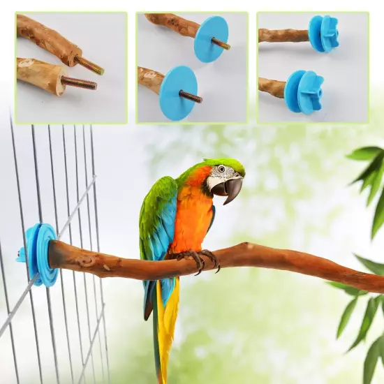 Parrot Perch for Cage Natural Wooden Bird Perch Stand Branch 2PCS Wood Parrot...