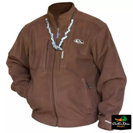 DRAKE WATERFOWL MST WINDPROOF LAYERING FLEECE COAT JACKET BROWN SMALL