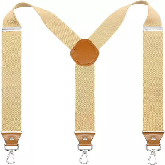 Mens Suspenders with 3 Swivel Hooks Belt Loops 1.4 Inch Wide Heavy Duty 