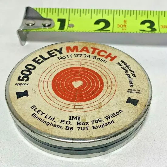 Vintage ELEY Match Wadcutters 500 .177 4.5 MM RARE Sealed NOS Rare Air Rifle