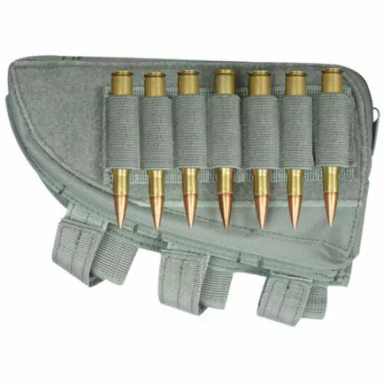 FieldTEQ Rifle Buttstock Cheek Rest - 7 Round Ammo Pouch - Olive Drab / Black