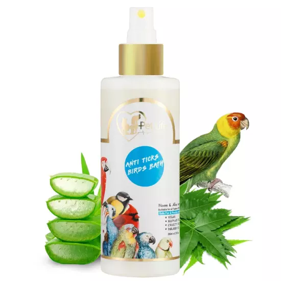 Organic & Ayurvedic Anti Ticks Birds Bath Dry/Waterless/Spray Coat-All Bird Type