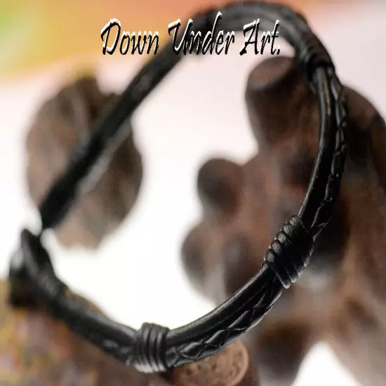 Armband Wristband Leather & Black Onyx Men Bracelet 5B-044